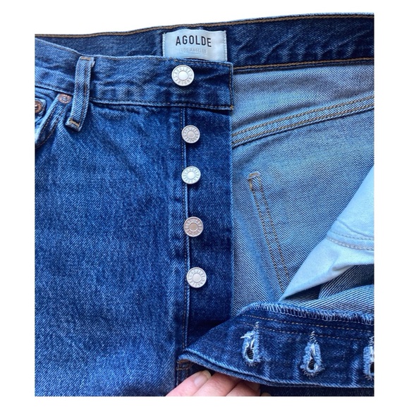 AGOLDE 90s Pinch Waist Jeans High Rise Rigid denim Straight Leg Button Fly Sz 30 - Picture 9 of 12